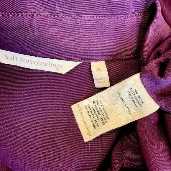 Soft Surroundings Asymmetrical Button Tunic Tops Roll Tab Sleeves Size PL Purple - Picture 16 of 16